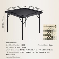 VEVOR Mahjong Table 4 Player Folding Card Table & 4 Cup Holders Chip Trays Black