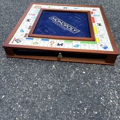 HUGE Monopoly Luxury Edition Blue Board Game Collectible Wood – PARTS MISSING !