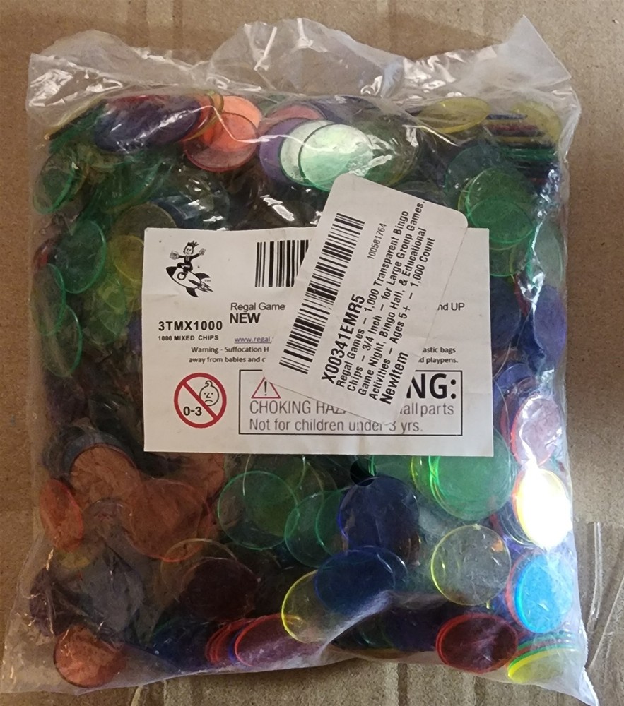1000 Pc Transparent Multi Color Bingo Chips 3TMX1000 X00341EMR5