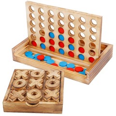 Tic Tac Toe & 4 in a Row Tables Game Set, Classic Board Line Up 4 for Living …