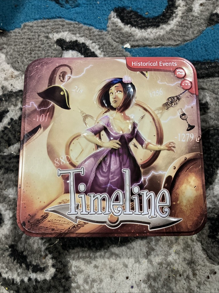Asmodee Timeline Historical Events Card Game COMPLETE Tin Frederic Henry 8+ 2-8