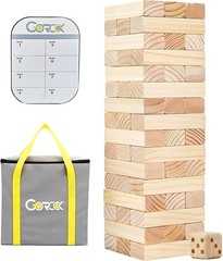 Giant Tumbling Tower Game – 57 Pcs Wooden Block Set, 4.2FT High Fun for All Ages