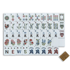 160 American Mahjong Tiles 4-Layer Acrylic Dense Weave Pattern Engraved Set/