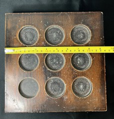 Wooden Tic Tac Toe Classic Heavy Coffee Table Game w/ Metal Pieces 9.5”x9.5”