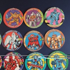 Vtg 90s Robocaps Pogs Milk Caps Lot- Go Bots Transformers Zbots Japan Robots