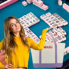 3 Pcs Empty Mahjong Canvas Bag Gift Embroidered American Mahjong Set Incl Til…