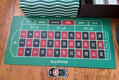 VTG RIDLEY’S GAME ROOM CASINO NIGHT ROULETTE POKER CHIPS SET GAME CARDS VEGAS