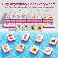 Meizinme Floating Mahjong Tile Set for Pool,160 American Mahjong Tiles Waterp…