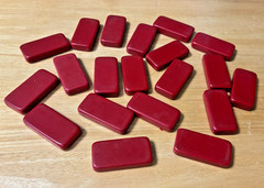 Lot of 20 Vintage Solid Red Catalin Dominoes Bakelite Era Craft Jewelry Tiles
