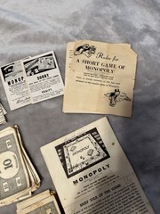 Vintage 1930s Monopoly Black Box Patent 2026082 Parts Money No Board As-Is