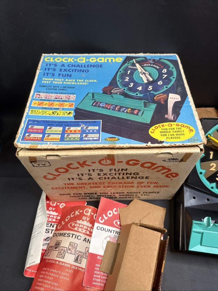 Topper Toys Clock-A-Game Trivia Vintage In Box Working Complete