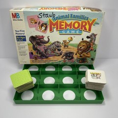 Milton Bradley ANIMAL FAMILIES Memory Game – 1990 w/ 29 Pairs