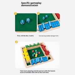 Wooden Dice Board Game Shut The Box for 4 Players Flaps & Dices Game Parent-chi