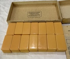 Vintage Puremco No. 616 Marblelike Standard Dominoes ~ Butterscotch * Free S/H