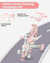 Toddler Tricycle 7-in-1 18 Months 5 Years Pink Baby Bike JMMD