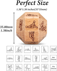 Sex Dice Game for Couples Adults 18 Sided Wood Anniversary
