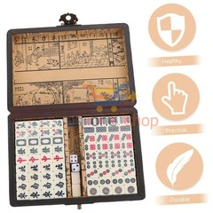 Vintage Chinese Mahjong Set Traditional 144 Tiles Mah-Jong Game Set w/ Case Box