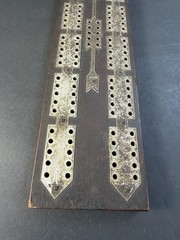 Antique J.P. Rust Cribbage Board Keene NH c.1880-1900 … Wood w/ Metal Overlay