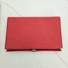 Double Six Dominoes Set Red Faux Leather Case Travel Compact Game