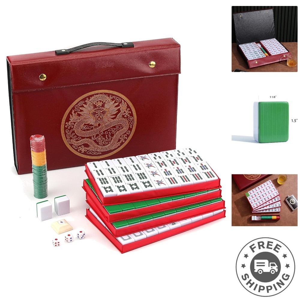 X-Large Chinese Mahjong Set – 146 Numbered Tiles in Melamine with Travel Case