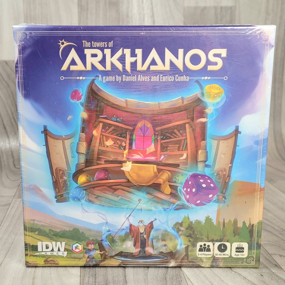 THE TOWERS OF ARKHANOS Dice Drafting Board Game, IDW Games 2019, Daniel Alves