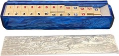 RUMMIKUBE GAME-LUCITE ACRYLIC-BLUE & WHITE MARBLE