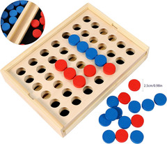 TOWO Wooden 4 in a Row Game – Classic Strategy Game for Adults Children-Connect