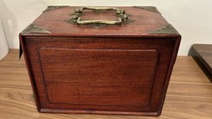 VERY NICE Antique Vintage Chinese Mahjong Wood Brass Drawers Case Box ONLY