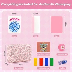 American Mahjong Game Set, 166 Premium Tiles, 1.2-inch Mahjong Tile Set with St