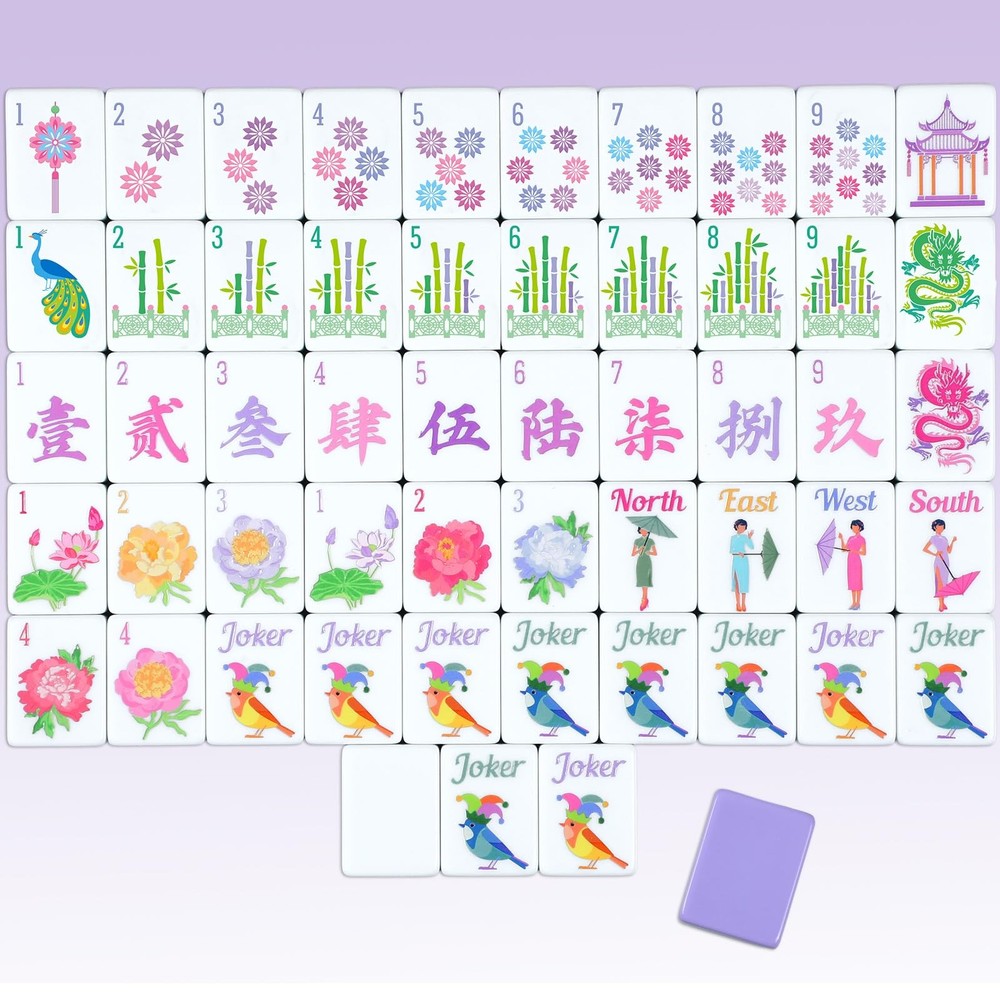 Arrowbash 160 Pcs Floral American Mahjong Set 1.2 Inch Flower Mahjong Tiles S…
