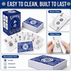Mahjong Cards Large Print Waterproof Game Set 36 Tiles Traditional