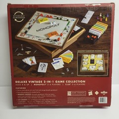 Monopoly & Clue Board Games Deluxe Vintage Ed. 2-in-1 Game Collection Wood Board