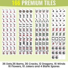 Marllifenney American Mahjong Tile Set,166 White Tiles 5″ x 2″ x 1.2″, Blue