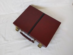 Vintage MR MAN Backgammon Board Game Leather Travel Case Box Brown Briefcase