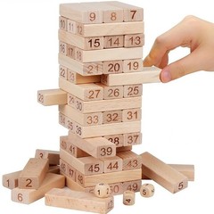Wooden Blocks 51 Pcs 4 Dice Building Blocks Game Challenging Tumbling Tower