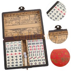 Chinese Mahjong Game Set 144 Ivory/Vintage Colored Tiles w/ Case
