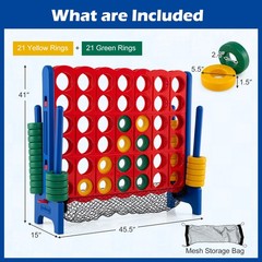 4-to-Score Giant Game Set 4-in-a-Row Connect Game W/Net Storage for Kids & Adult