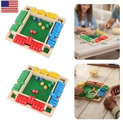 Wooden Dice Board Game Shut The Box for 4 Players Flaps & Dices Game Parent-chi