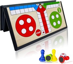Magnetic Ludo Travel Board Game Set, Folding Design and Light-Weight, Gift for K