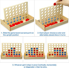 4 in a Row Wooden Connect Board Game, Foldable Line up 4 Game, Classic Strategy