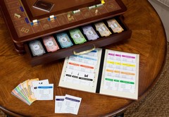 Monopoly Luxury Edition by WS Game Company, Burl Wood Cabinet with Gold Foil Sta