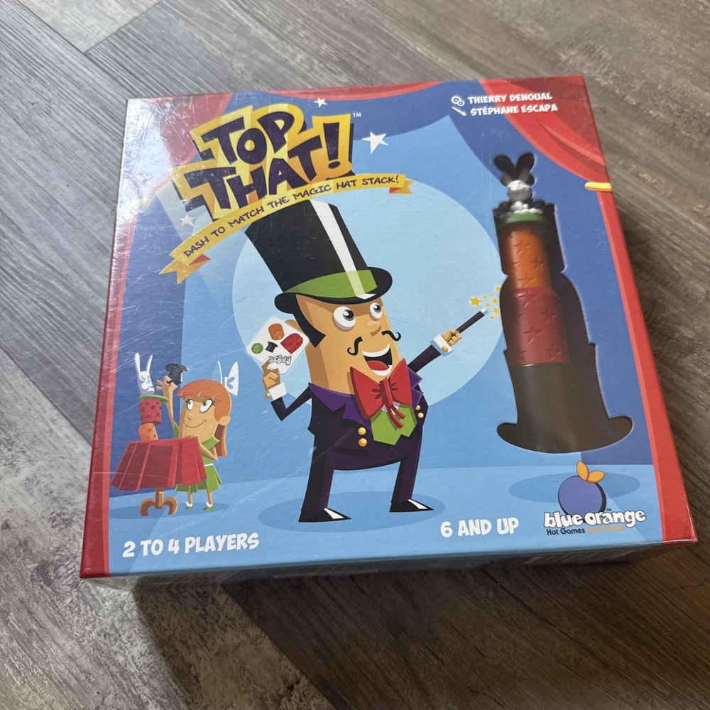 Top That Board Game Blue Orange Games Dash to Match the Magic Hat Stack (NEW)