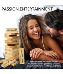 Pakoc ADULT Couples Game Wooden Tumbling Tower Game 48 Wooden Stacking Game