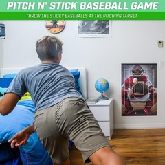 Pitch N’ Stick Kids Baseball Game Set – Wall Poster & 4 Sticky Balls