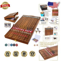 Solid Wood Horse Race Board Game – 11 Metal Horses, Foldable Design, Luxury F…