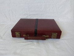 Vintage MR MAN Backgammon Board Game Leather Travel Case Box Brown Briefcase
