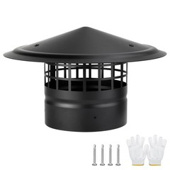 6 Inch Round Chimney Cap,Cone 6 inch Cap-Square Screen, Silver/Black