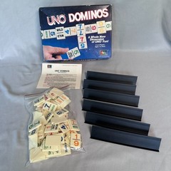 Vintage UNO Dominos Game 1986 International Games Complete 81 Tiles 6 Racks
