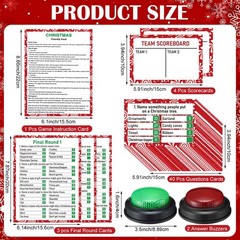 Vinsot 50 Pcs Christmas Friendly Feud Game with Answer Buzzer Christmas Feud
