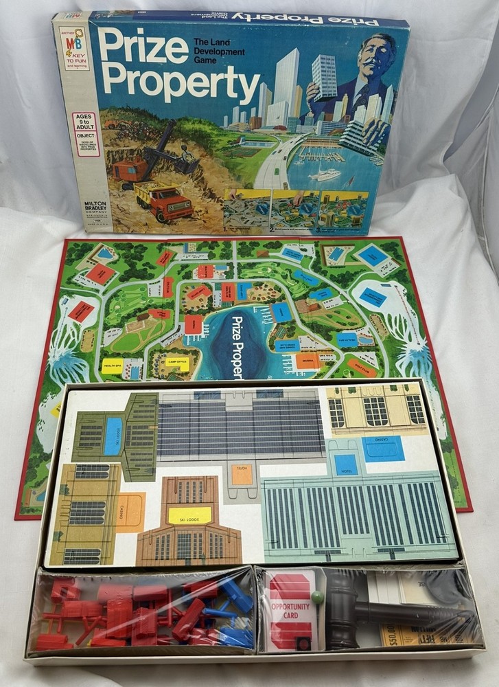 1970 Prize Property Board Game by Milton Bradley Never Played New Old Stock